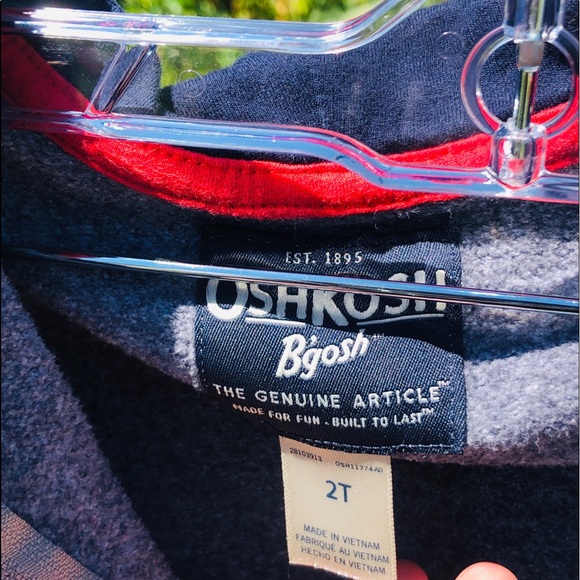 Oshkosh 2T zip up hoodie sweat jacket - Picture 7 of 8
